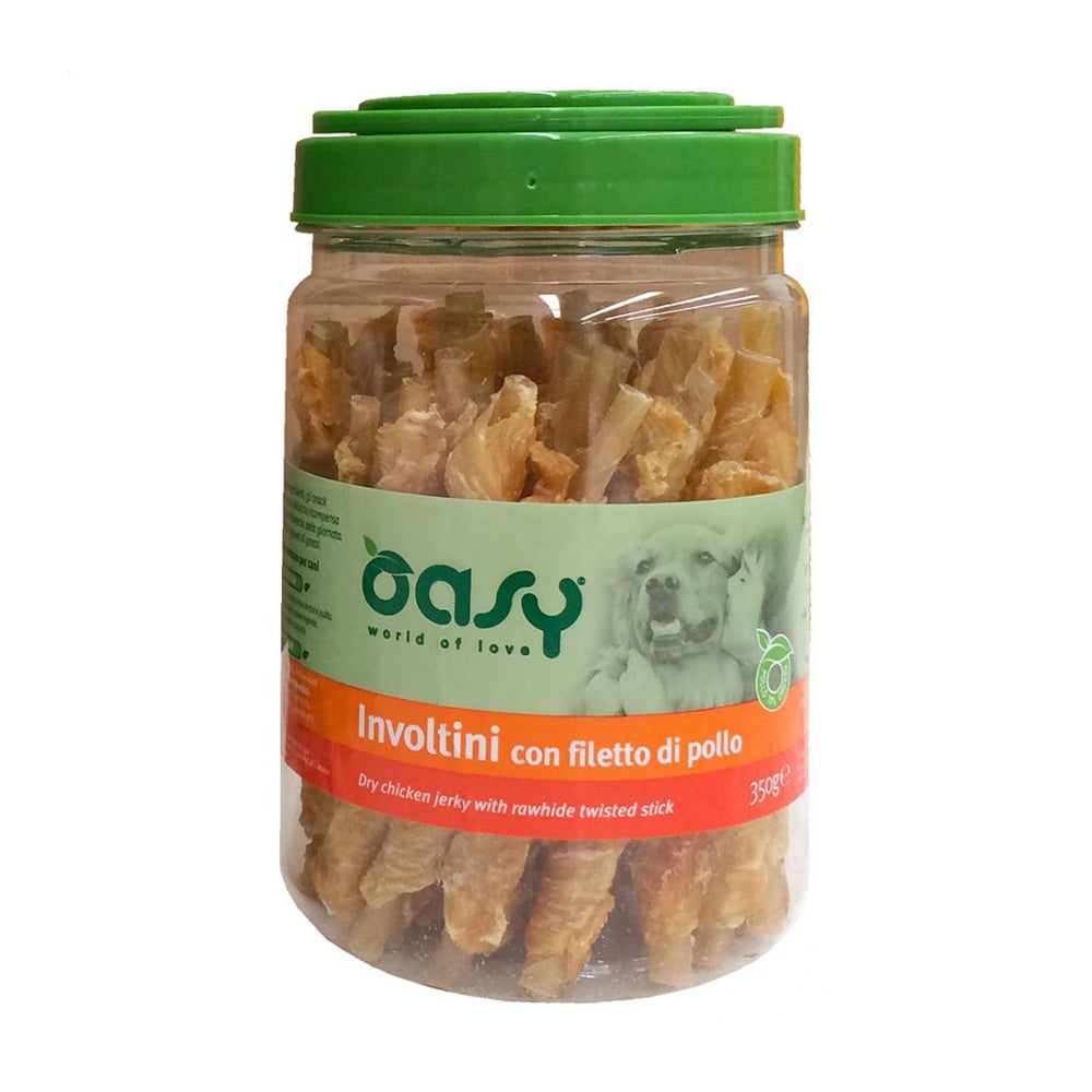 Ласощі для собак Oasy Dry Chicken Jerky With Rawhide Twisted Stick, 350 г